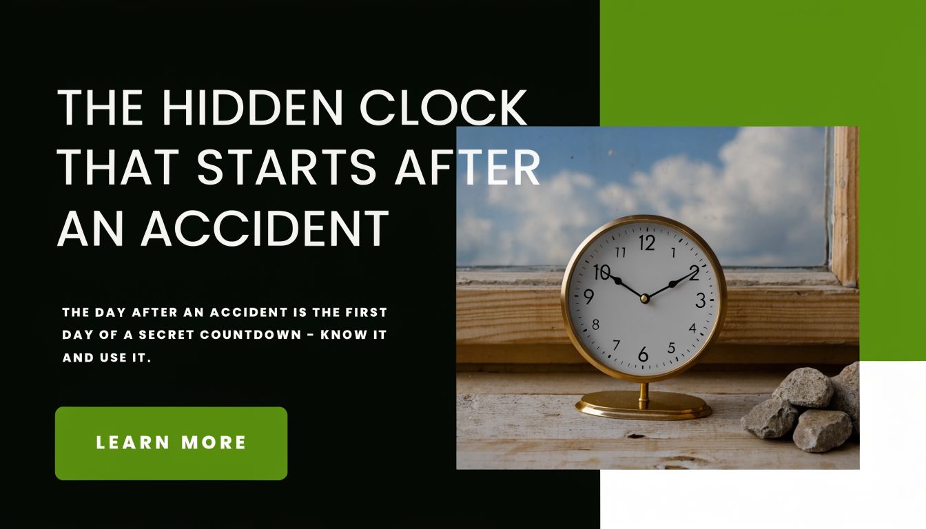 An analog clock sitting on a wooden windowsill with scattered stones, representing a legal countdown for accidents.