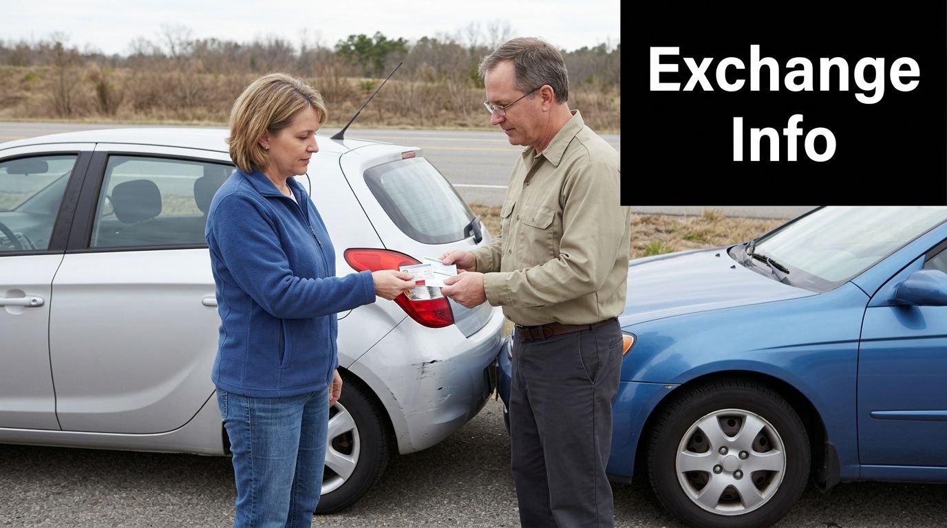 A woman and a man exchanging insurance information after a minor car accident on the side of road.